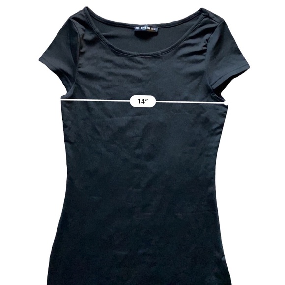 Black Spandex Form Fitting Cap Sleeve T-Shirt Dress XS NEW - Picture 8 of 9